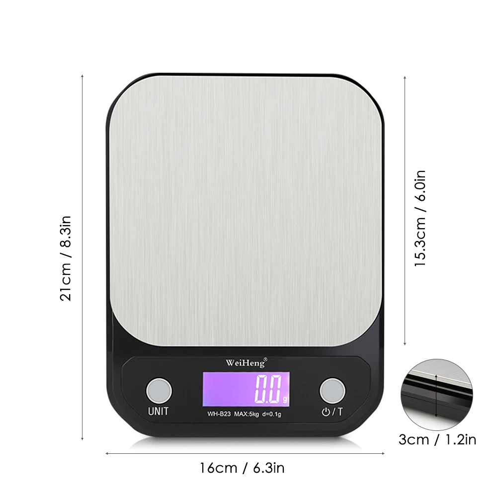 Digital Kitchen Food Scale 5kg 0.1g stainless steel weighing Postal Electronic Scales Measuring tools weight Balance