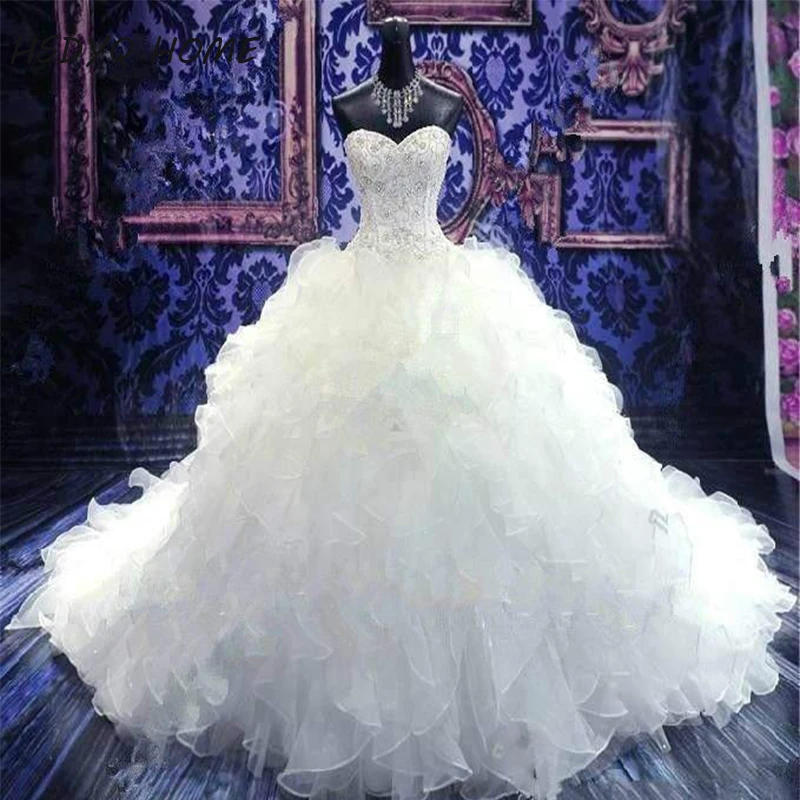 

2016 Wedding Dresses Princess Sweetheart Organza Cathedral/Church Ball Gown Bridal Gowns Floor Length wedding dresses 2016