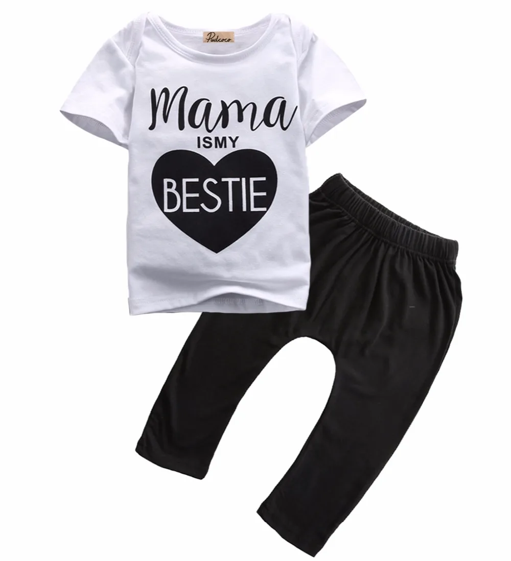 

summer letter love Mamas toddler short sleeve Infant Newborn Baby Boys Girls Clothes T-shirt Pants Outfits 2PCS Set 0-24M