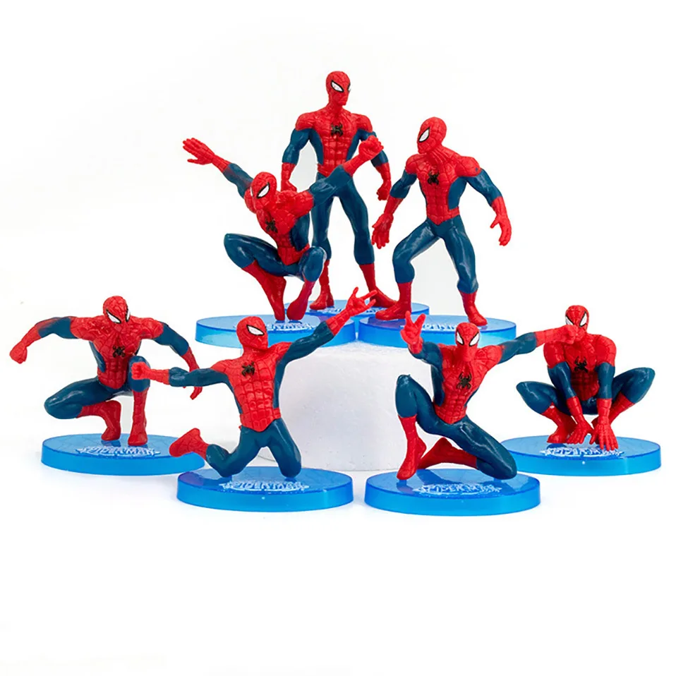 

7pcs/set Avengers Super Hero Spider man PVC Action Figures toys SpiderMan figure Toys Spider-Man car Decoration toys kid gift