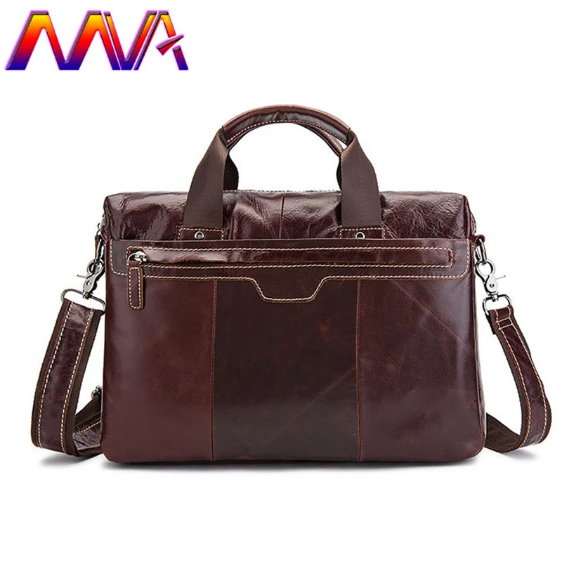 

MVA promotion leather men briefcase with 100% genuine leather men laptop handbag for fashion women notebook shoulder bags