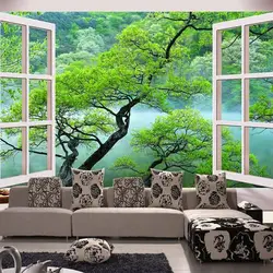 Трехмерная большой фото фрески 3D обоев окна Landsides пейзаж деревенский для Гостиная Спальня кабинет