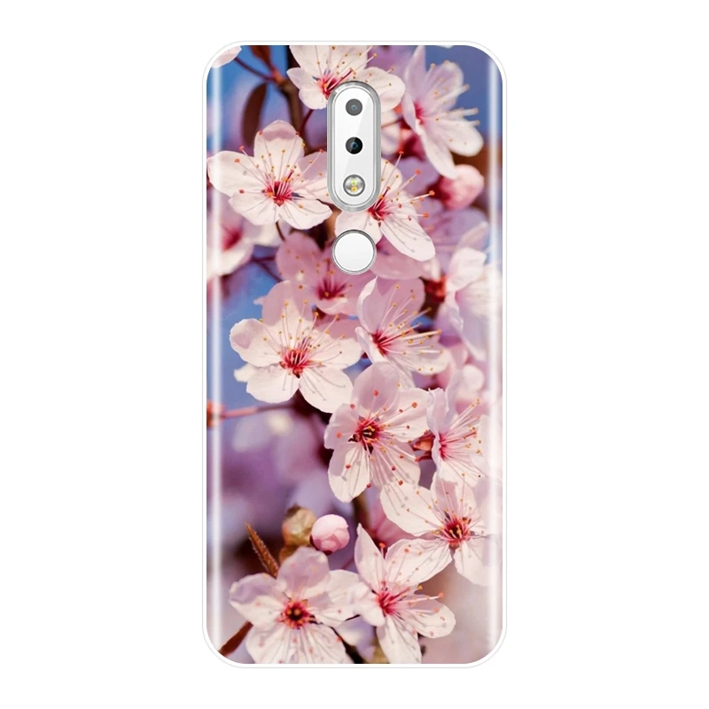 Задняя крышка из ТПУ с цветочным рисунком розы для Nokia 7 1 6 5 3 2 Plus Мягкий