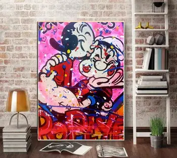 

100% hand painted pop art graffiti artworks carton on canvas for sitting room