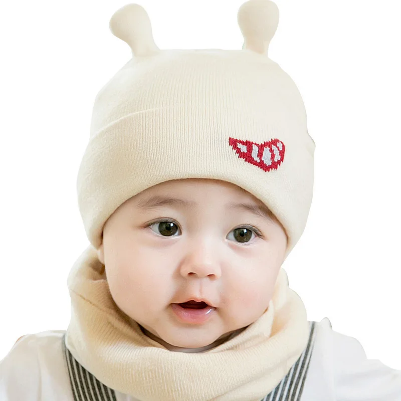 2 шт./компл. вязаный для новорожденных шапки и шарфа для детей снуд для детей(мальчиков и девочек), осень-зима теплая вязаная шапочка и снуд - Цвет: beige