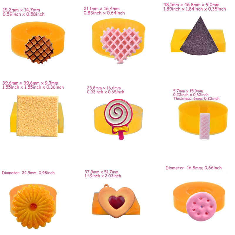 PRZY Silicone Mold 9 Styles Mini Biscuit Waffle Wafer Fondant Mould Clay Molds Sugarcraft Candy Chocolate Resin Rubber | Дом и сад