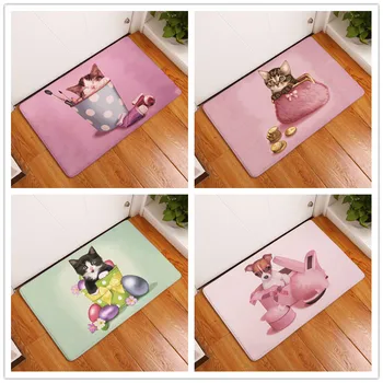 

2017 New Cartoon Cat And Dog Print Carpets Bathroom Mats Anti-Slip Rugs 40X60 50X80cm.