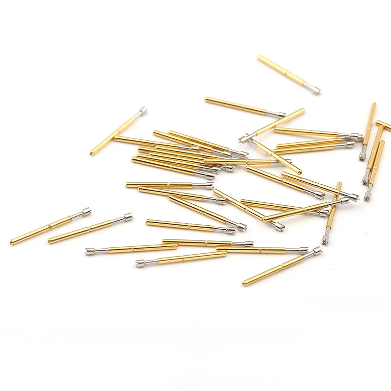 P75-Q2 100 Pcs Brass Spring Test Probe Nickel Plated Needle Head Test Instrument Accessories Length 16.5mm for Electronic Tools