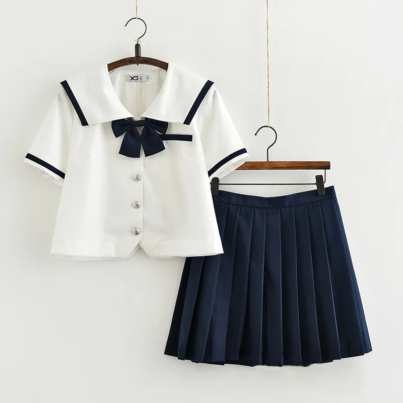 UPHYD Небесно-Голубой супер милый комплект японской школьной формы для девочек, костюм с коротким рукавом для ортодоксальных моряков, аниме Униформа XJ7303 - Цвет: Прозрачный