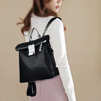 

Large Capacity PU Backpack Wear-resistant Plug Lock Travel Bag for Women Girls New