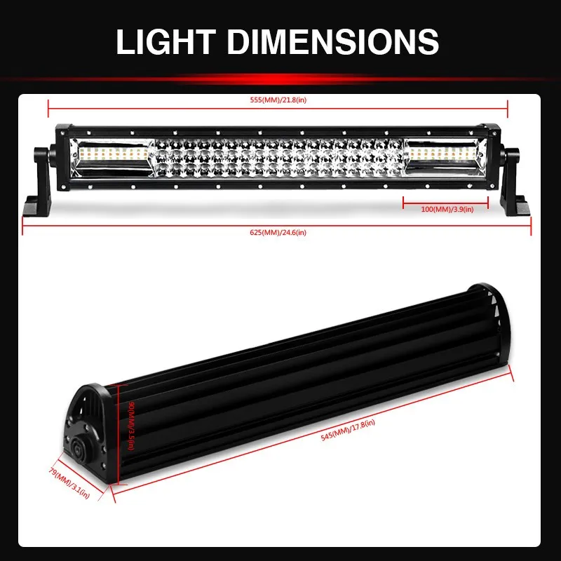 22 дюймов трехрядный внедорожный светодиодный свет бар двойной Цвет комбо балка прожектор светодиодный Рабочий СВЕТОДИОДНЫЙ фонарь для седельный тягач УАЗ ATV Полноприводной вседорожник, многофункциональное транспортное средство