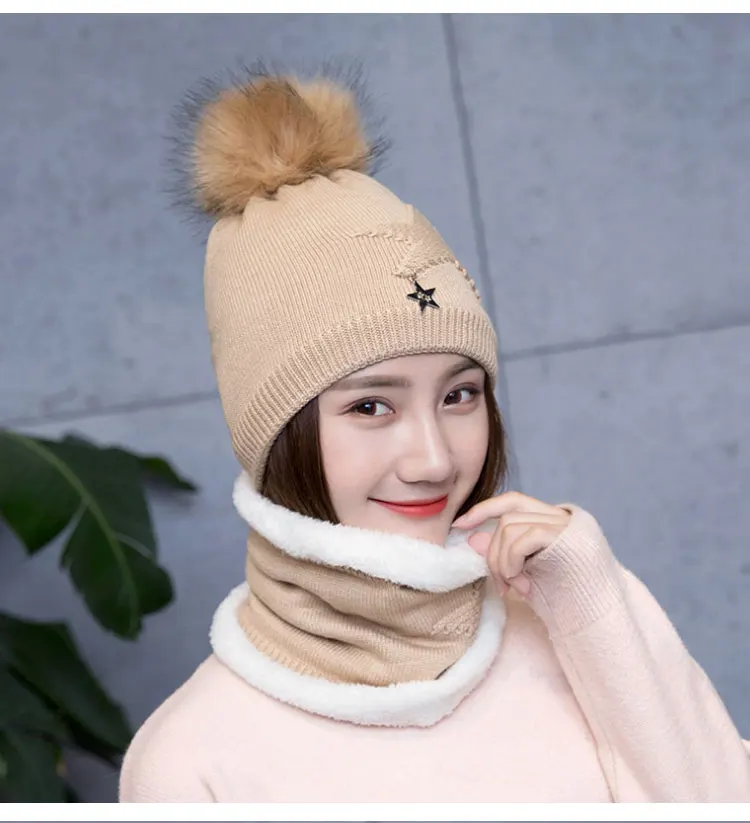  winter hat pompom hat beanie winter hats for women winter cap with scarf gorros mujer invierno winter set hat scarf (11)