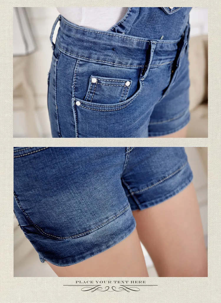 Летние съемные джинсовые шорты облегающие Женские Подтяжки