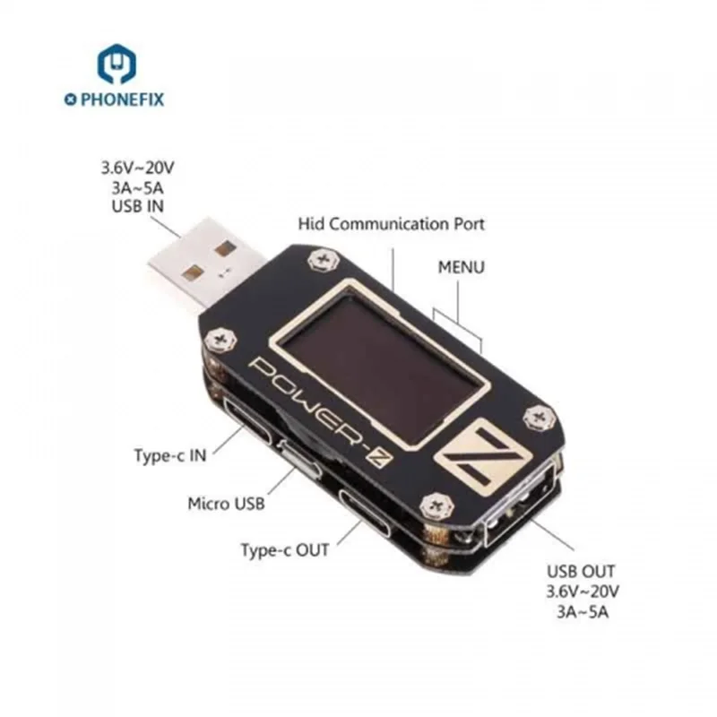 PHONEFIX Многофункциональный POWER-Z USB тестер type-C Micro USB цифровой вольтметр USB PD тестер QC3.0 2,0 зарядное устройство
