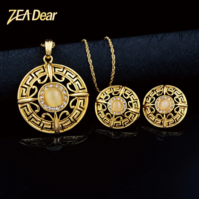 ZEA Dear Jewelry, этнический Набор круглых украшений для женщин, серьги, ожерелье, подвеска для вечерние, циркониевый ювелирный набор, Ювелирное Украшение на день рождения