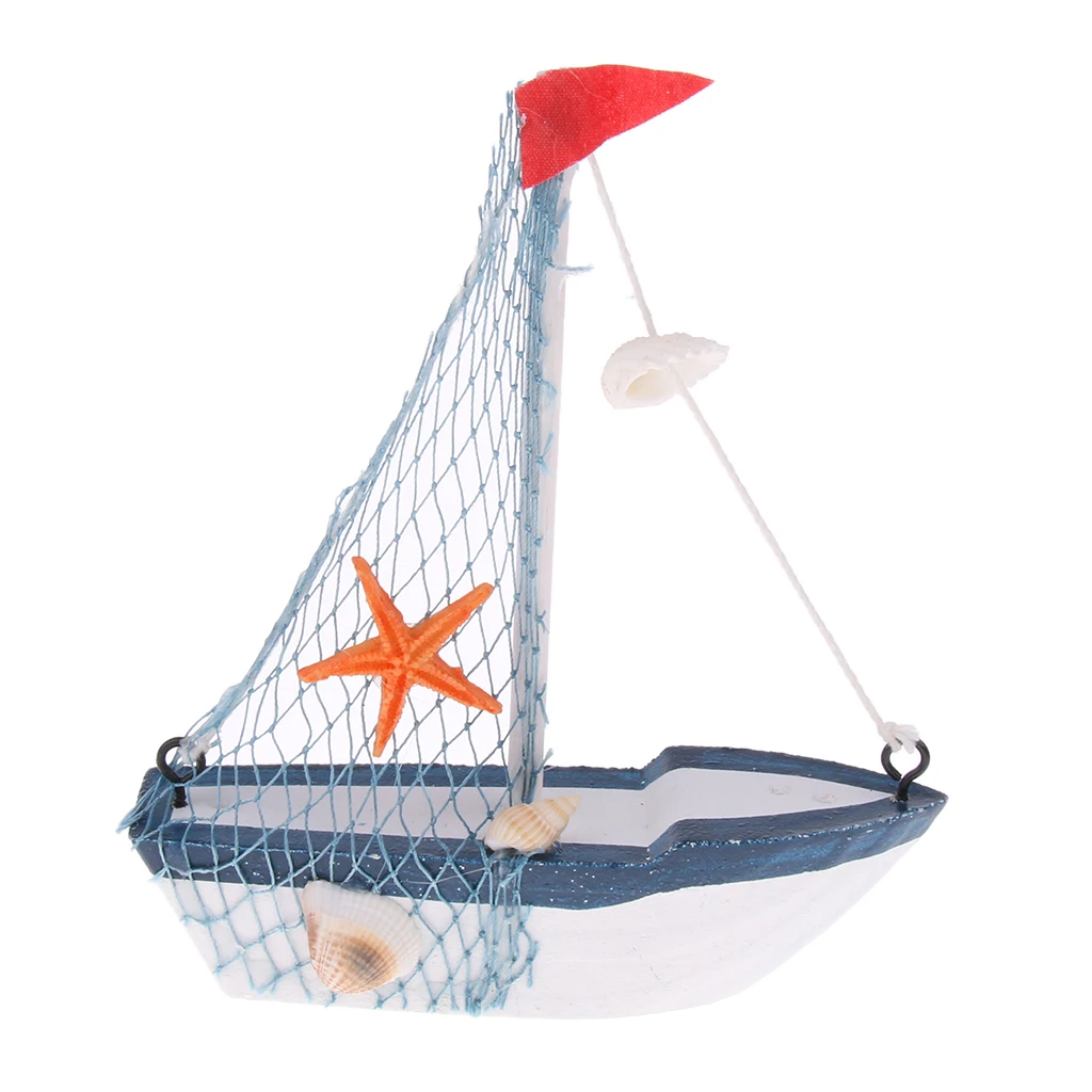 Mini Sailboat Wood Rudder Sailing Ship Nautical Wood ShipCollectibles Home Display Home Desk Display Deracotion