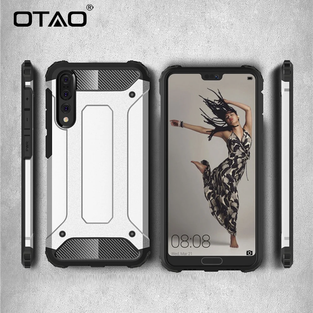 OTAO Armor Hybrid Shockproof Phone Case For Huawei P20 P10 P9 P8 Lite Cases Luxury Hard PC TPU Cover Pro Coque | Мобильные телефоны