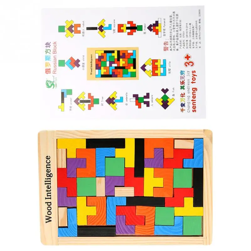 3D головоломка деревянные Математические Игрушки Tangram игра тетрис для детей