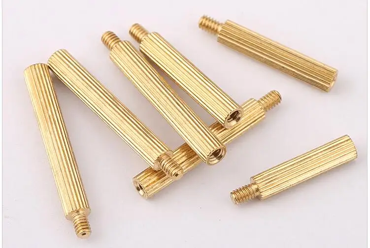 Details about   M2 Male-Female Thread Brass Knurled Round Standoffs Spacers Pillars Studs 3-40mm 