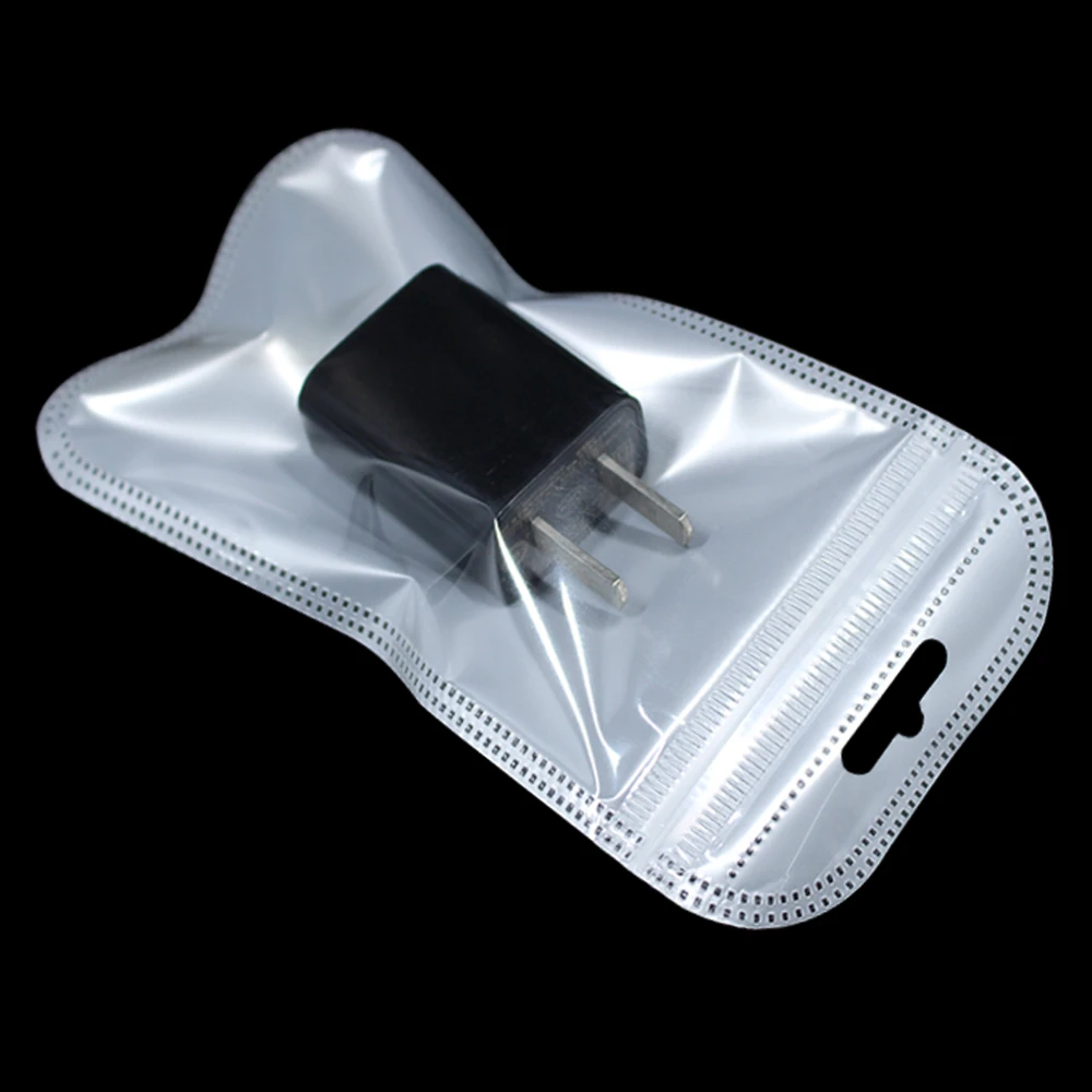 Clear / White Plastic Zip Lock Package Bags With Hang Hole Translucent