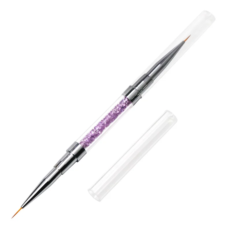 1 шт., Фиолетовый бриллиант, для дизайна ногтей, лайнер, ручка для рисования, 3D наконечники, акриловая УФ-Гелевая Кисть, французские линии, цветочный рисунок, инструмент для маникюра