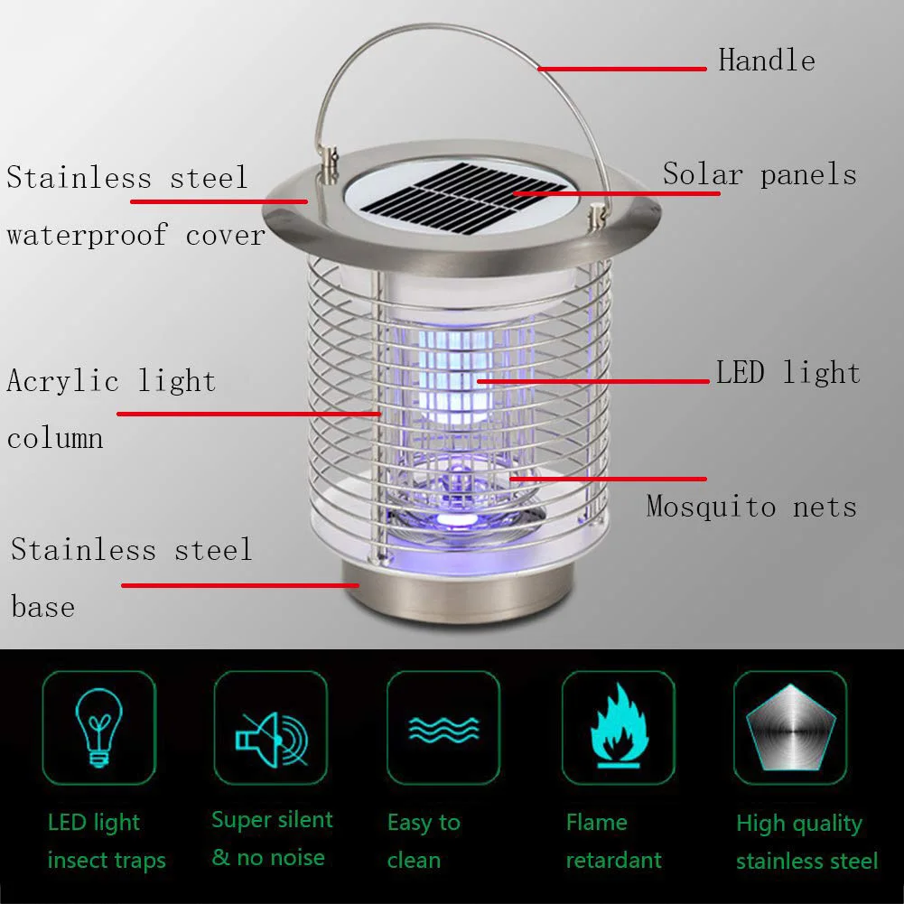 

Zapper Practical Smart Indoor Mosquito Killer Lamp Rainproof Insect LED Light Bug USB Electronic Solar Powered Trap Outdoor