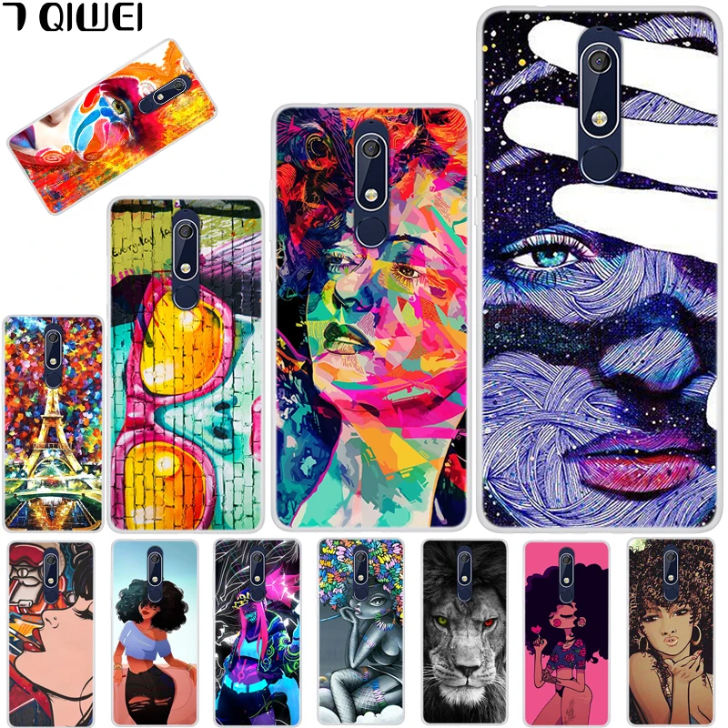 

5.5'' For Nokia 5.1 Case Soft TPU Back Cover For Nokia 5.1 Case Cool Girl Silicone Cover for Nokia 5.1 2018 Case Para Painting