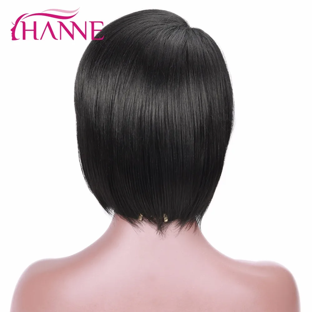 Ханне Боб черный короткие Искусственные парики для женщин афро боковая часть прямой боб парик натуральный афро американский синтетическ
