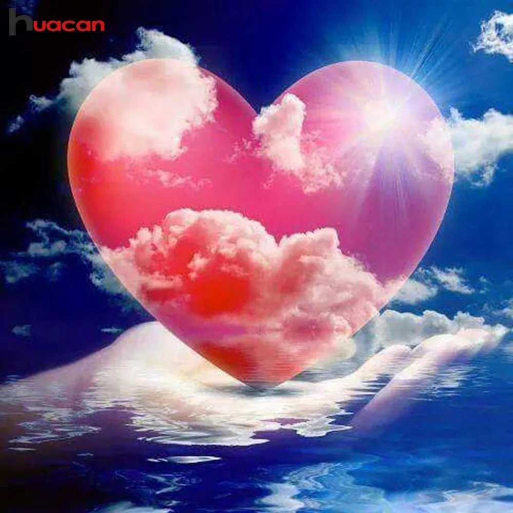 

HUACAN 5D DIY Diamond Painting Scenery Crystal Full Square Rhinestone Cross Stitch Cloud And Heart Diamond Mosaic Decor