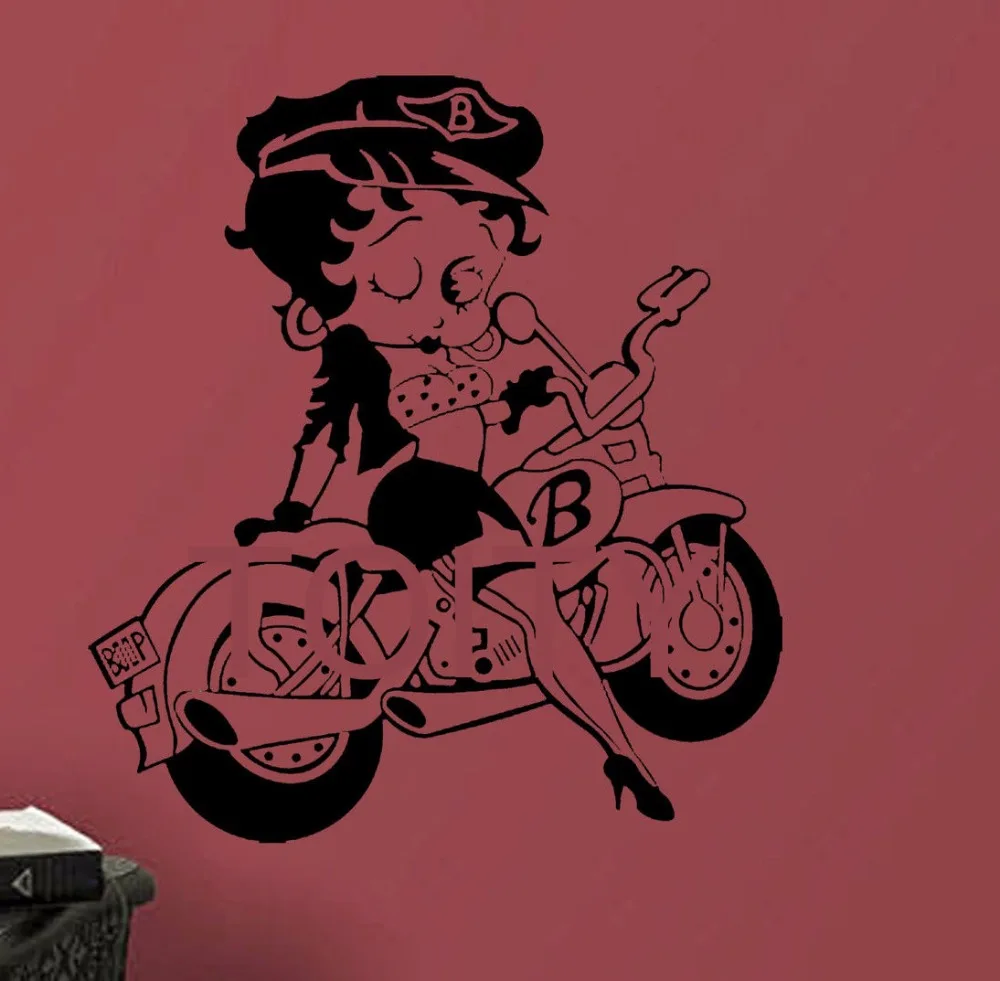 Betty Boop Wall Sticker Motorbike Chick Cartoon Vinyl Decal Nursery