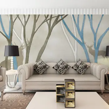 

Home Decor Wall Papers 3D Europe Forest Wall Painting Photo Papel Mural Living Room Bedroom Self Adhesive Vinyl / Silk Wallpaper