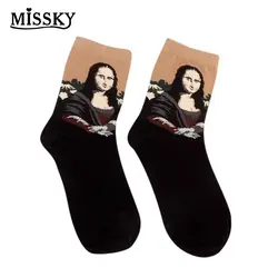 Missky взрослых Для мужчин Для женщин модные чулочно-носочные изделия удобные хлопковые носки с абстрактной живописи