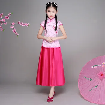 

Children's cheongsam summer girls Chinese style princess dress girls cheongsam big children embroidery Tang costumes May 4 cloth