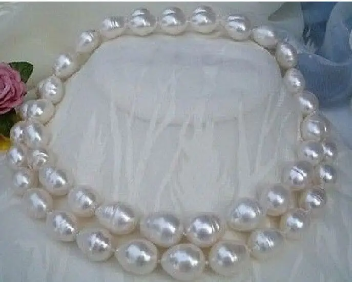 

HUGE AAA 35"11-14MM SOUTH SEA WHITE PEARL NECKLACE 925silver Gold Clasp