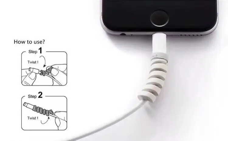 1 zestawów jednolity kolor TPU spirali USB ładowarka kabel protector wrap kabel winder do przewody do ładowania organizator Anti-pęknięcia -