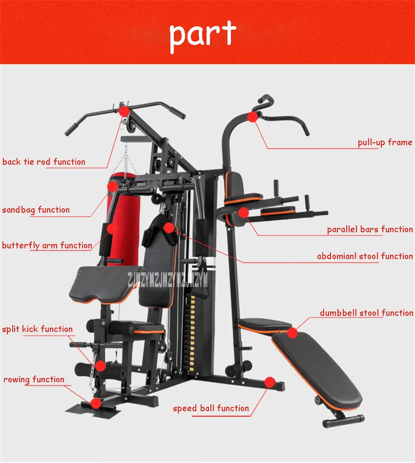 0601A большой комбинированный тренажер, интегрированное фитнес-оборудование, комплексная Силовая Тренировка мышц, подтягивающий мешок с песком, скамья для сидения