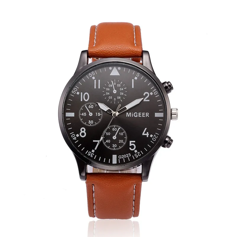 2018 Fashion mens watches top brand luxury Retro Design Leather Band Analog Alloy Quartz Wrist Watch clock montre homme J14#N (2)