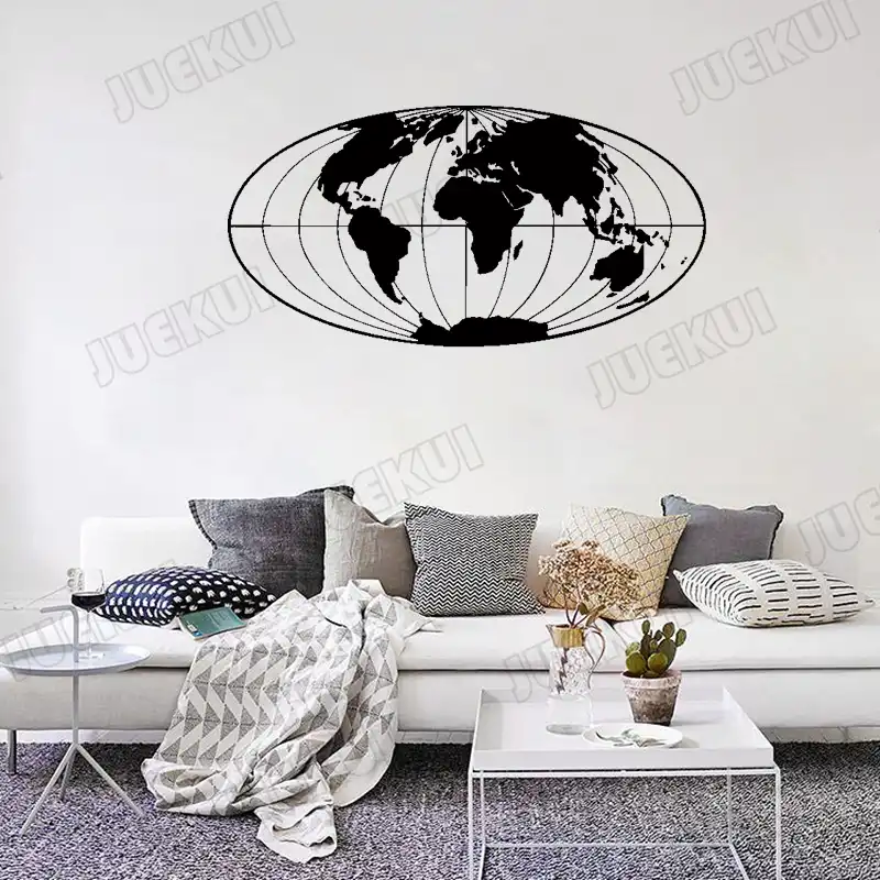 Mapa Del Mundo Diseno De Linea Adhesivos Removibles Para Pared