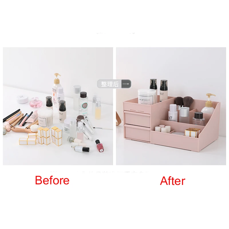 التجميل صندوق تخزين درج Desktopplastic ماكياج خلع الملابس الجدول الجلد الرعاية رف البيت المنظم الحاويات الهاتف المحمول أشتات