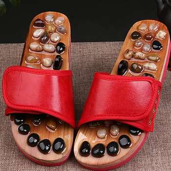 

1 Pair Pebble Stone Foot Massage Slippers Reflexology Feet Elderly Acupuncture Health Shoes Sandals Slippers Healthy Massager