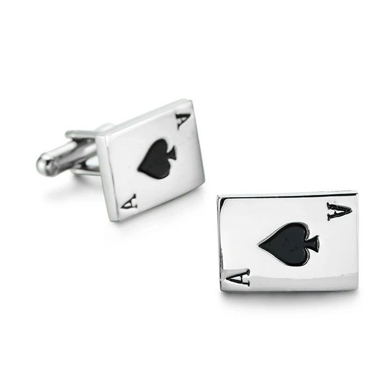 

DY new high quality Square Silvery Black A poker Cufflinks fashion charm accessories men French Cufflinks wholesale and retail