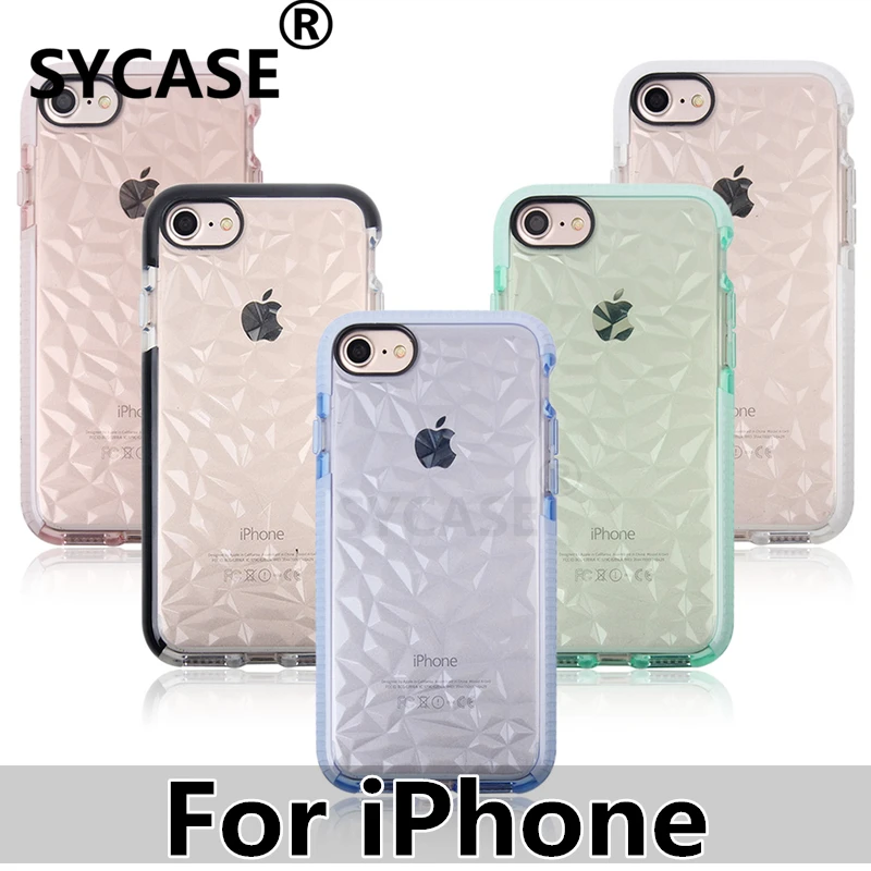 SYCASE Fashion Diamond pattern Phone case For iPhone X XR Xs Max 6 6S 7 8 Plus Transparent Water ripple Protective Cover |
