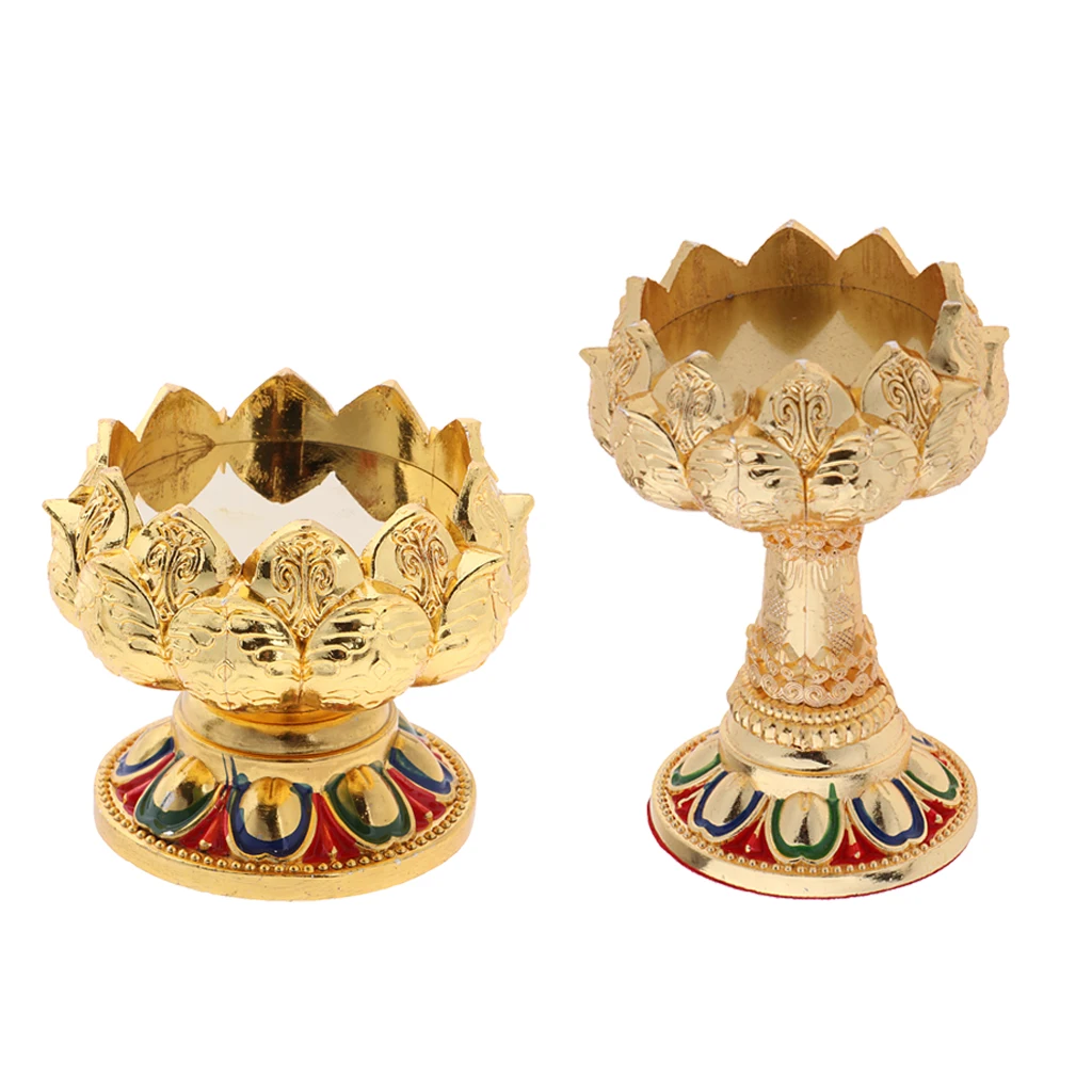 45/76mm Height Buddha Lotus Butter Candle Lamp Holder Base Burner for Home Praying Safe/ Fortune/ Luck