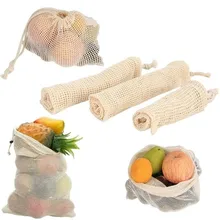 3 размера s/M/L многоразовый мешок продукта моющийся экологически чистый натуральный сетчатый мешок из хлопка
