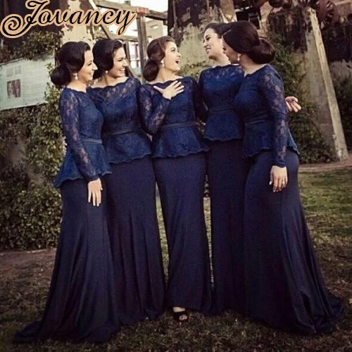 Modest Long Sleeves Prom Dress Sheath Court Train Royal Blue Lace Modest Long Sleeves Prom Dress Sheath Court Train Royal Blue Lace Bridesmaid Dresses 2017