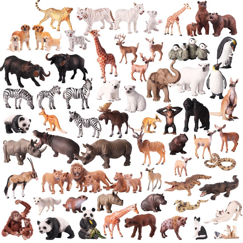 

DIY Wild Jungle Zoo Animal Models Plasti Action Figures Manga Dimensions Collection Model Doll Educational toy for children Gift