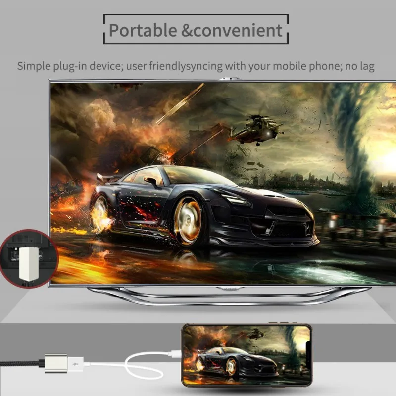 HDMI с линией экрана для IOS/Android Полностью совместимый универсальный