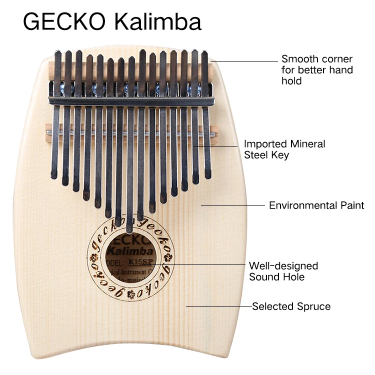 Геккон ель г Тон Дерево 15 клавиш калимба, акустическая пальчиковая пианино с инструкцией