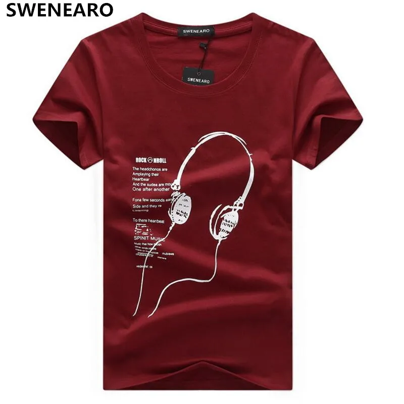 

SWENEARO Men's T-Shirts Size 5XL 2019 Summer Long line headset cartoon printing tShirts men Casual short-sleeved tee Shirts men