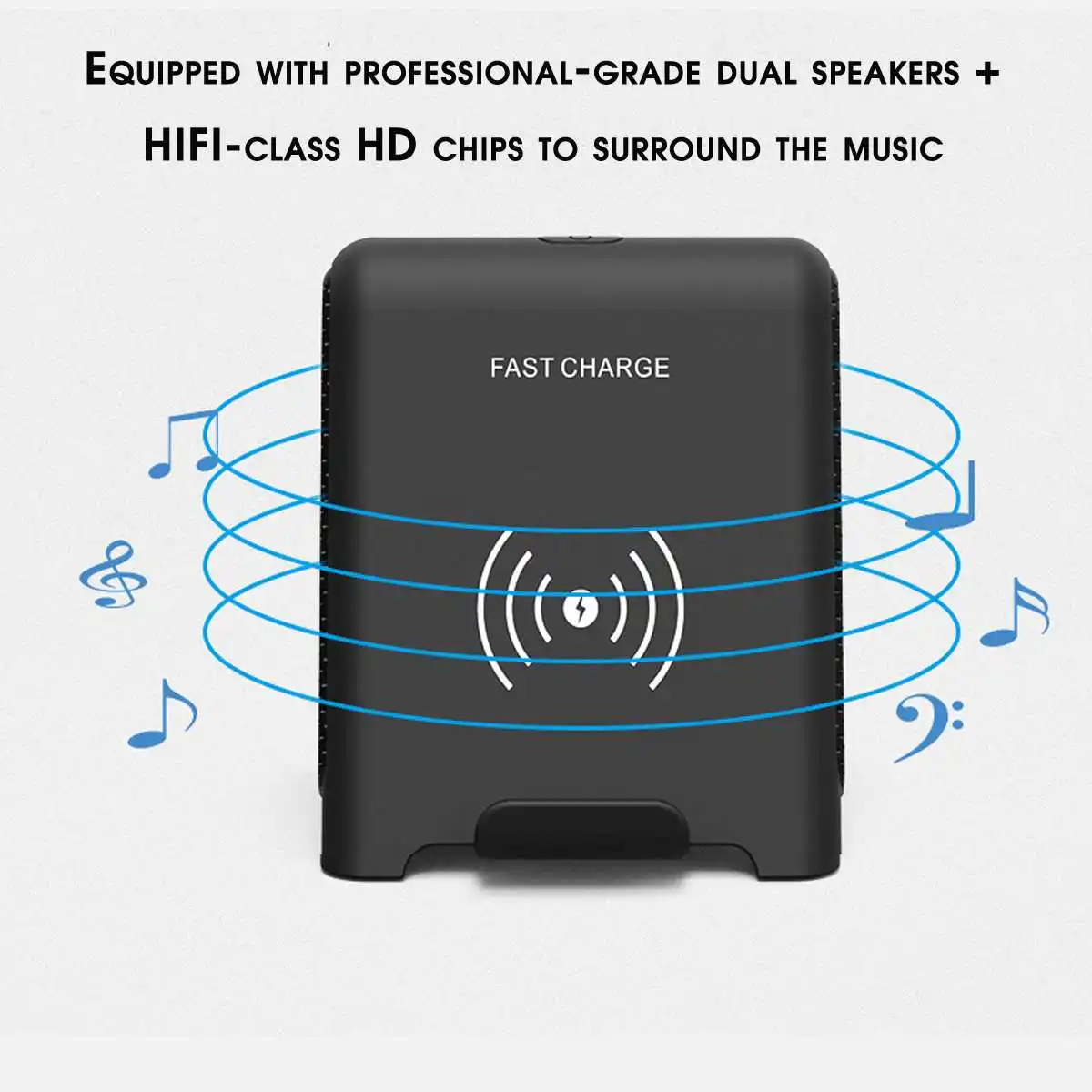 KINCO bluetooth портативный аудио и видео динамик s Qi быстрая Беспроводная зарядка подставка зарядное устройство с bluetooth динамик для всех телефонов